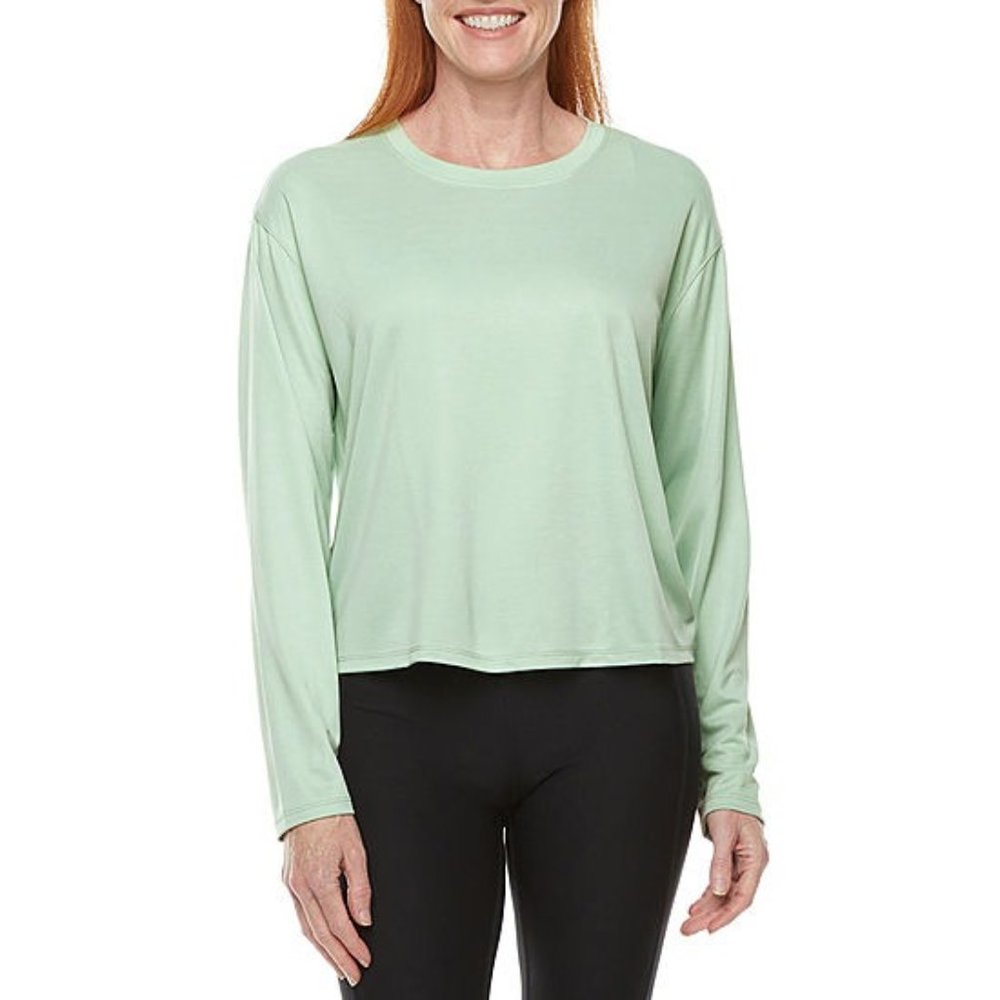 NEW Stylus L Green Long Sleeve‎ Drop Shoulder Tee Soft Top